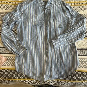 Babaton Blue and White Striped Button-Down Shirt
